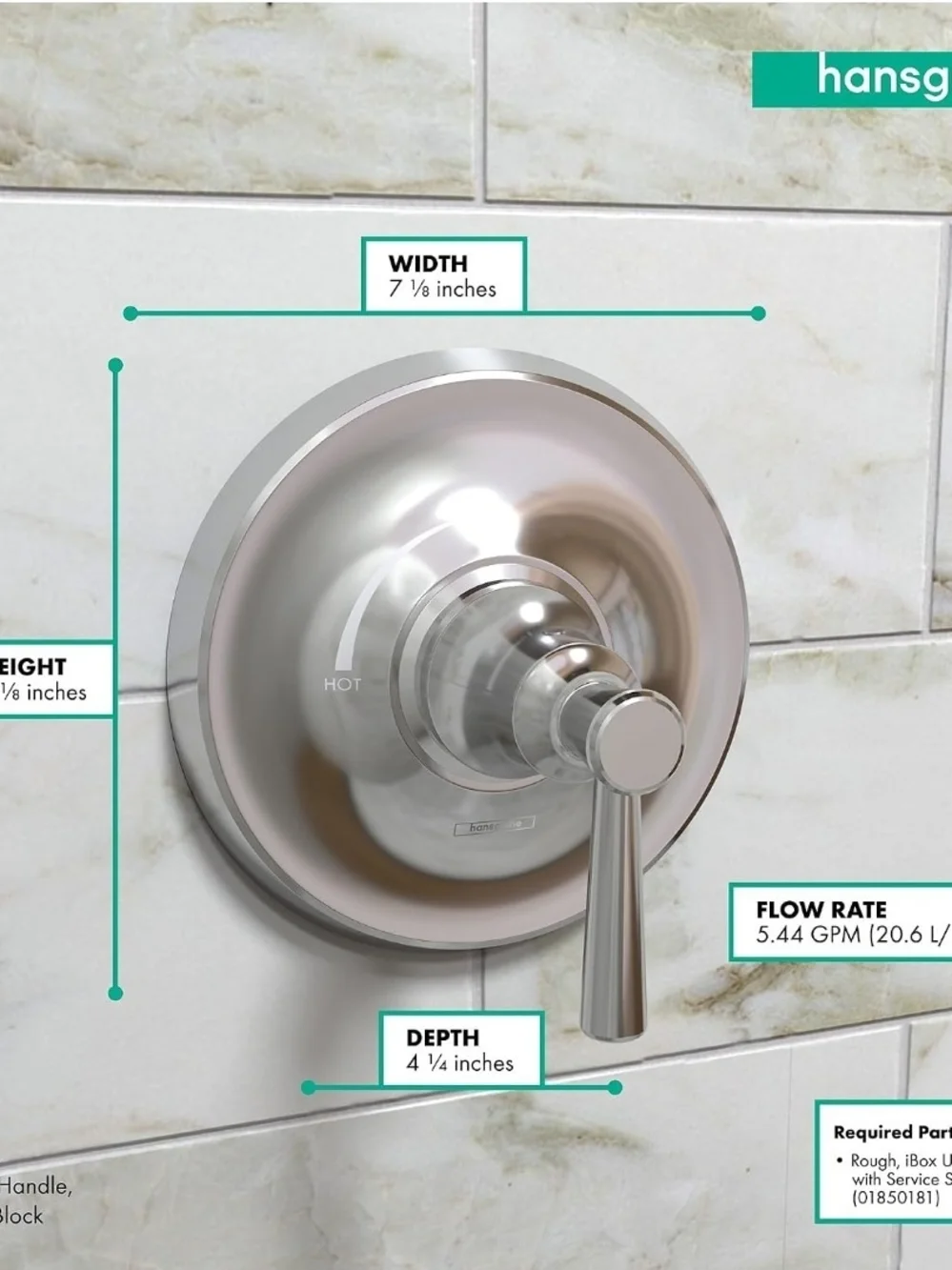 Hansgrohe Joleena Shower Valve Trim Chrome Pressure Balance Single Handle 047790